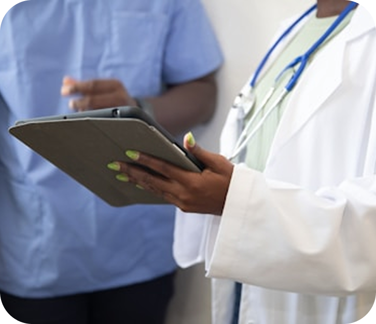 Doctor reviewing telemetry on digital tablet